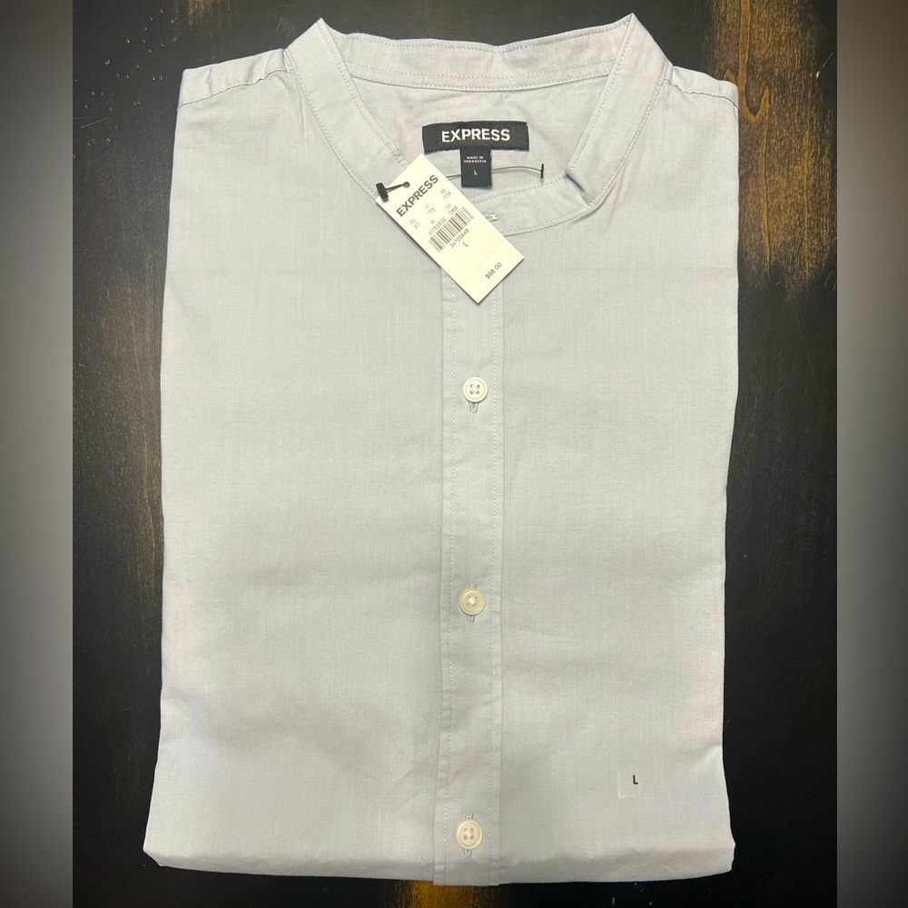 Express lightweight cotton shirt, light blue, size large, NWT